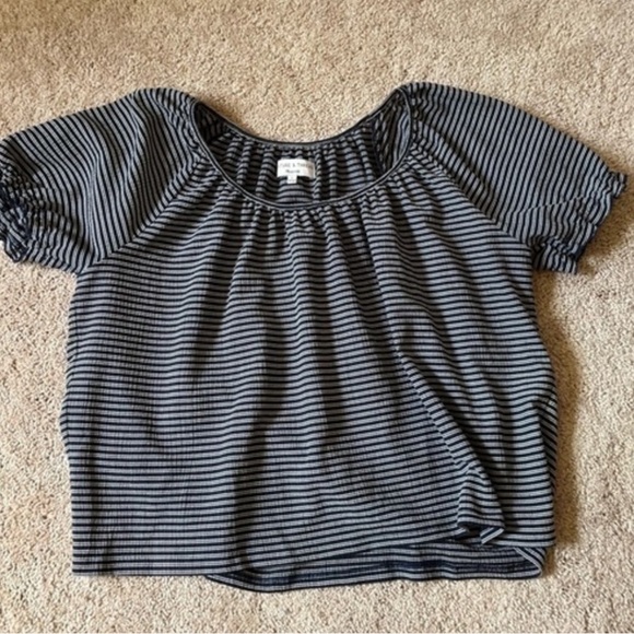 EUC Madewell Blouse navy/white stripe size L - Picture 2 of 4